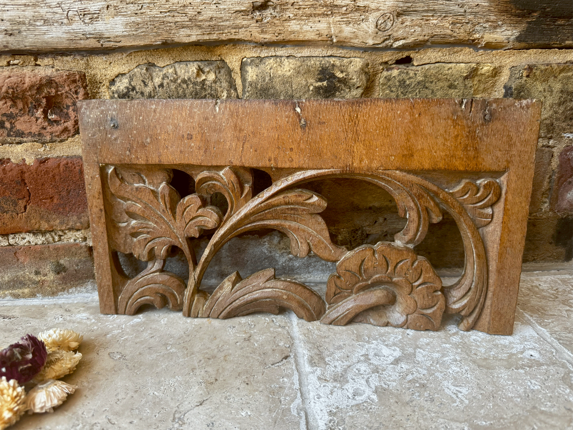 antique french carved wooden treen 18th century baroque religious church wall hanging