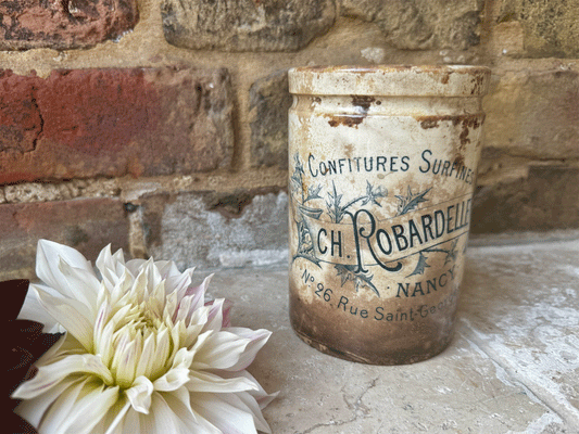 rare large two pound ironstone french advertising confiture pot ch robardelle nancy