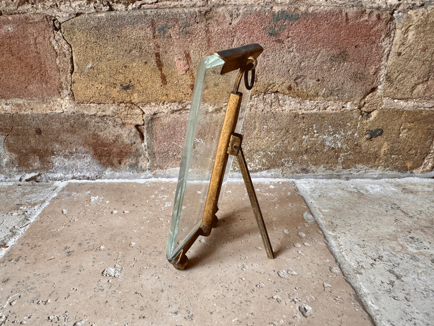 antique french bevel edged glass ormolu easel backed photo picture frame art nouveau napoleon iii style