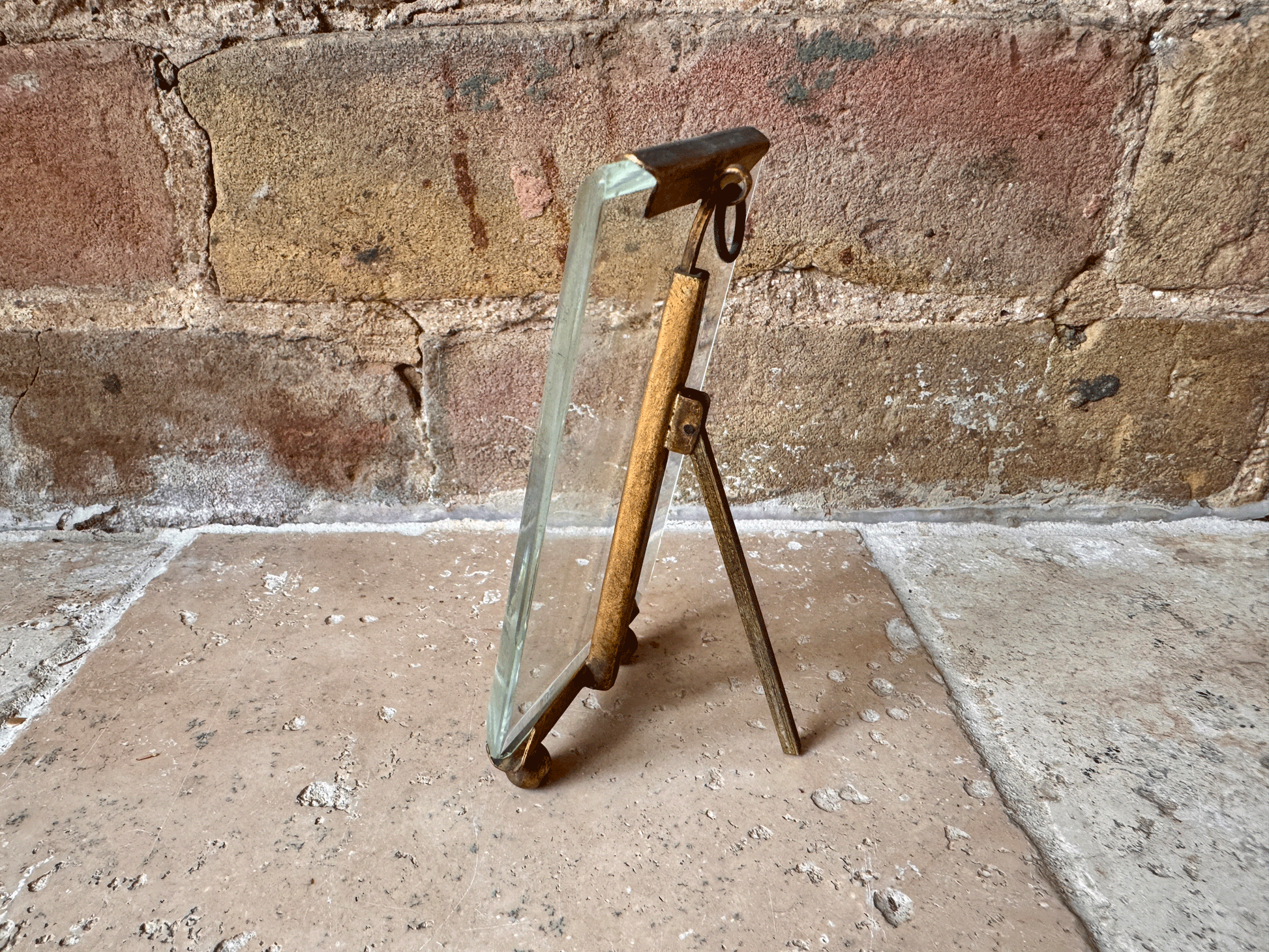 antique french bevel edged glass ormolu easel backed photo picture frame art nouveau napoleon iii style