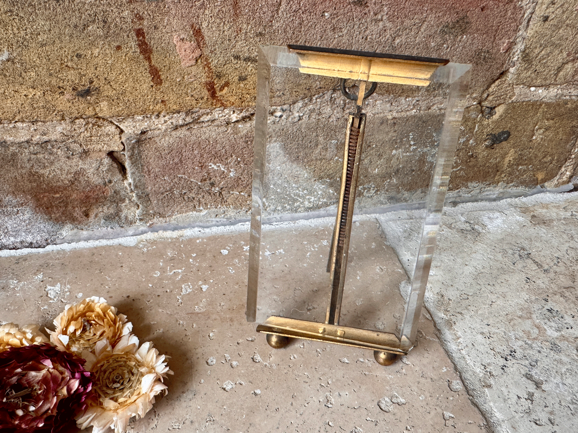 antique french bevel edged glass ormolu easel backed photo picture frame art nouveau napoleon iii style