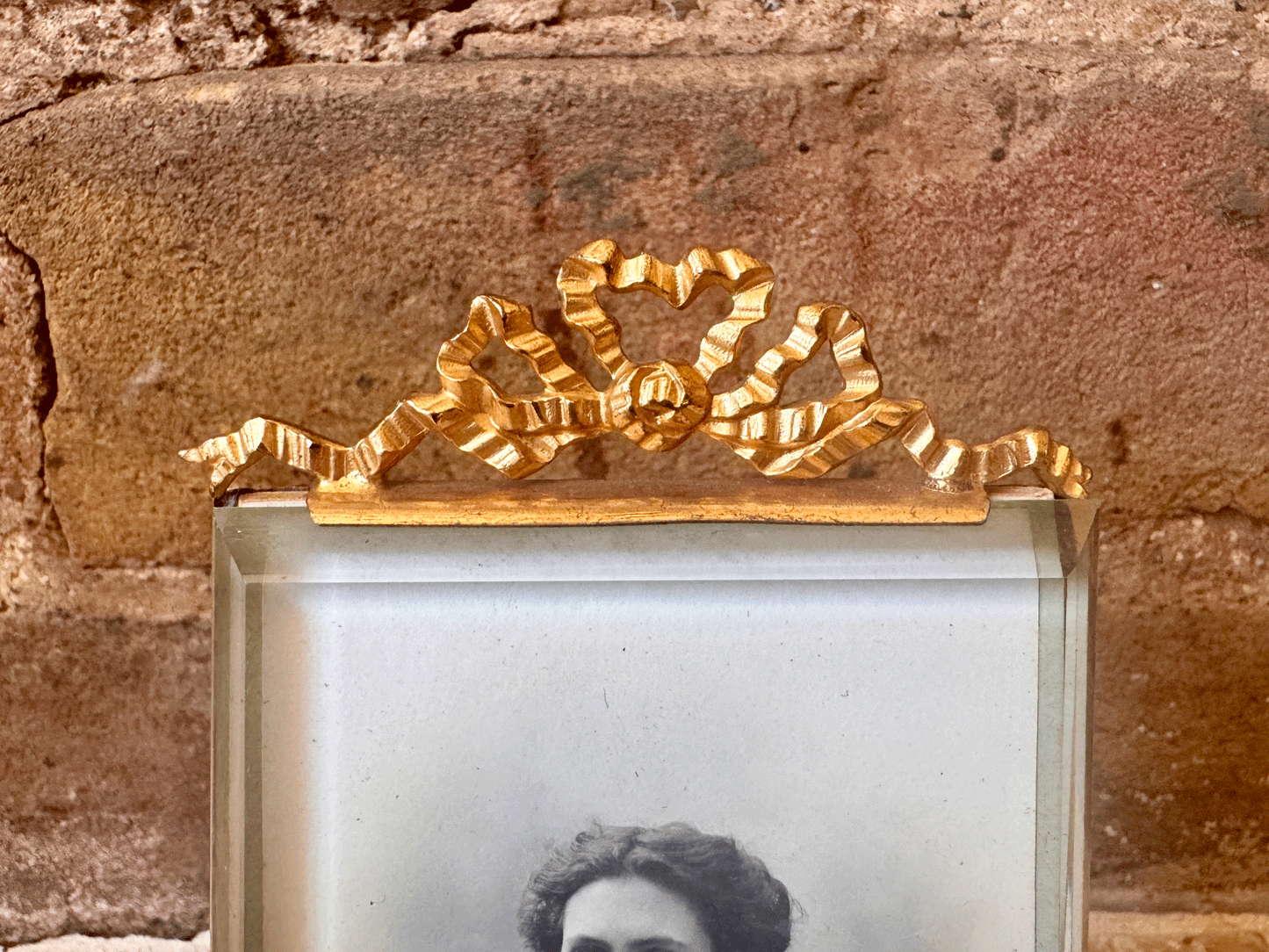 antique french mint condition glass ormolu picture photo frame original black white photograph