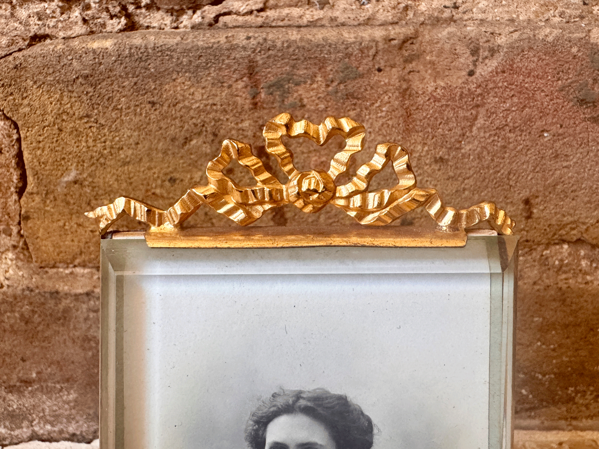 antique french mint condition glass ormolu picture photo frame original black white photograph