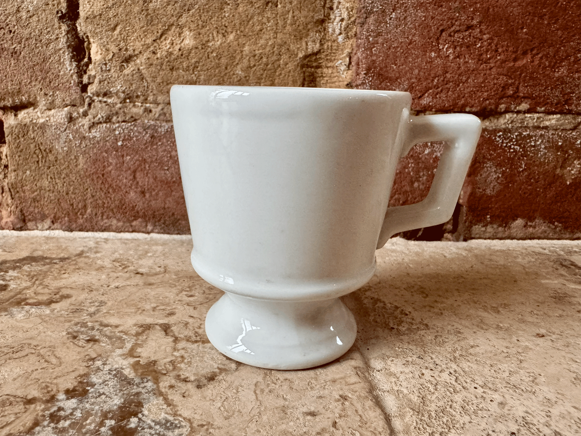 antique french plain white ironstone terre de fer coffee espresso brandy brulot cup