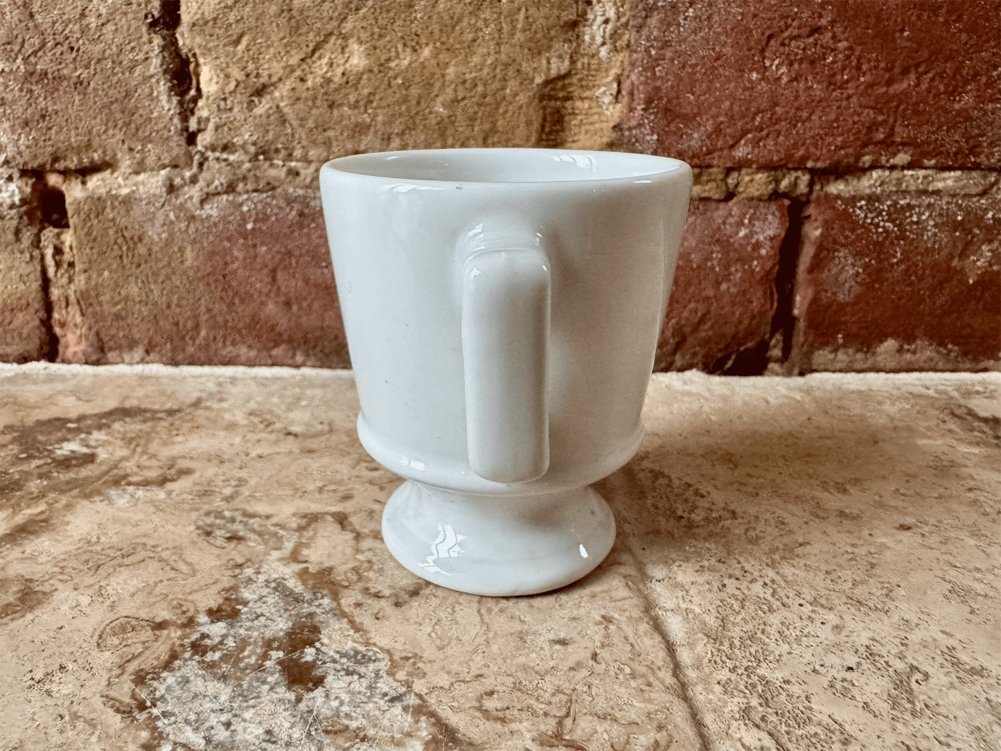 antique french plain white ironstone terre de fer coffee espresso brandy brulot cup