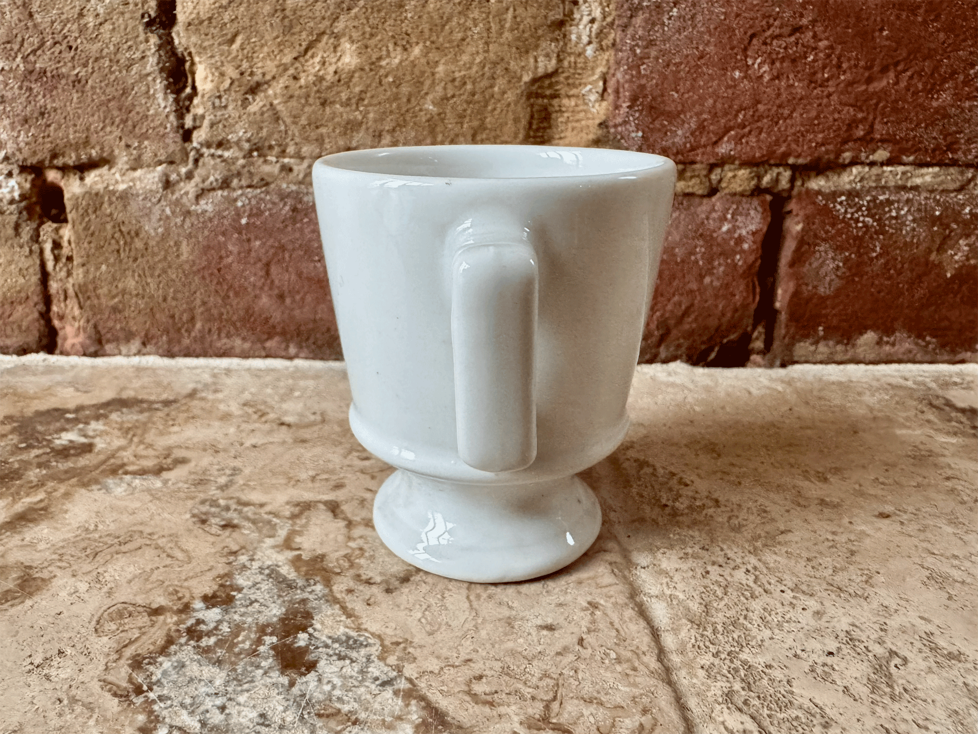 antique french plain white ironstone terre de fer coffee espresso brandy brulot cup