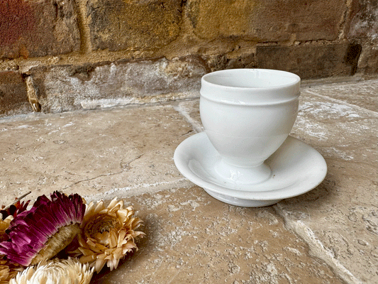 antique french plain white ironstone egg cup
