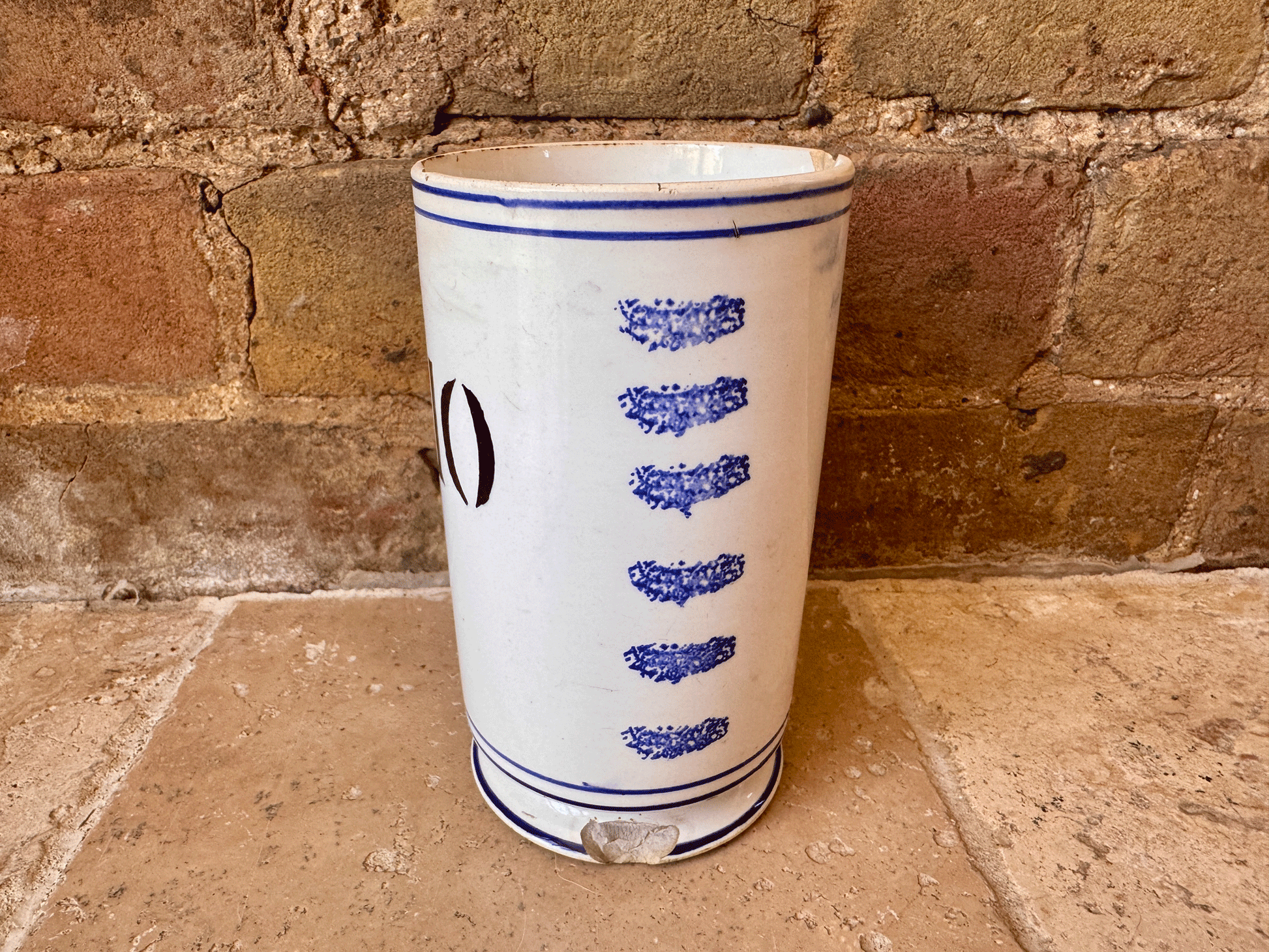 rare antique french no 10 archers cup mug military hand sponged stencilled