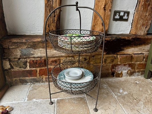 rare antique french large wirework display stand pot plate plants