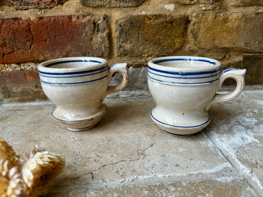 rare antique french 19th century blue white ironstone brulot cafe bistro coffee cup