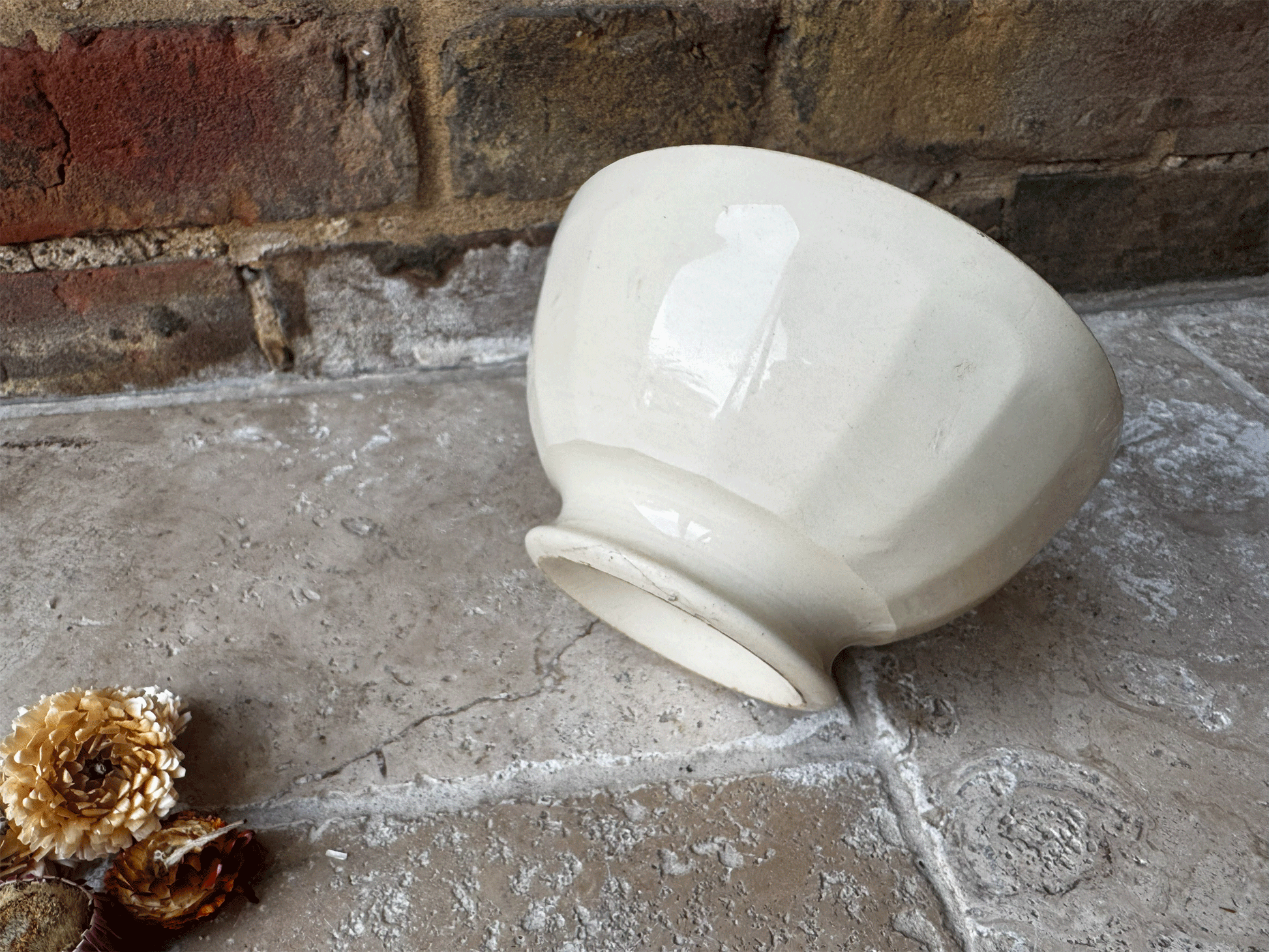 antique french moulin loups hamag cafe au lait coffee bowl terre de fer ironstone ribbed