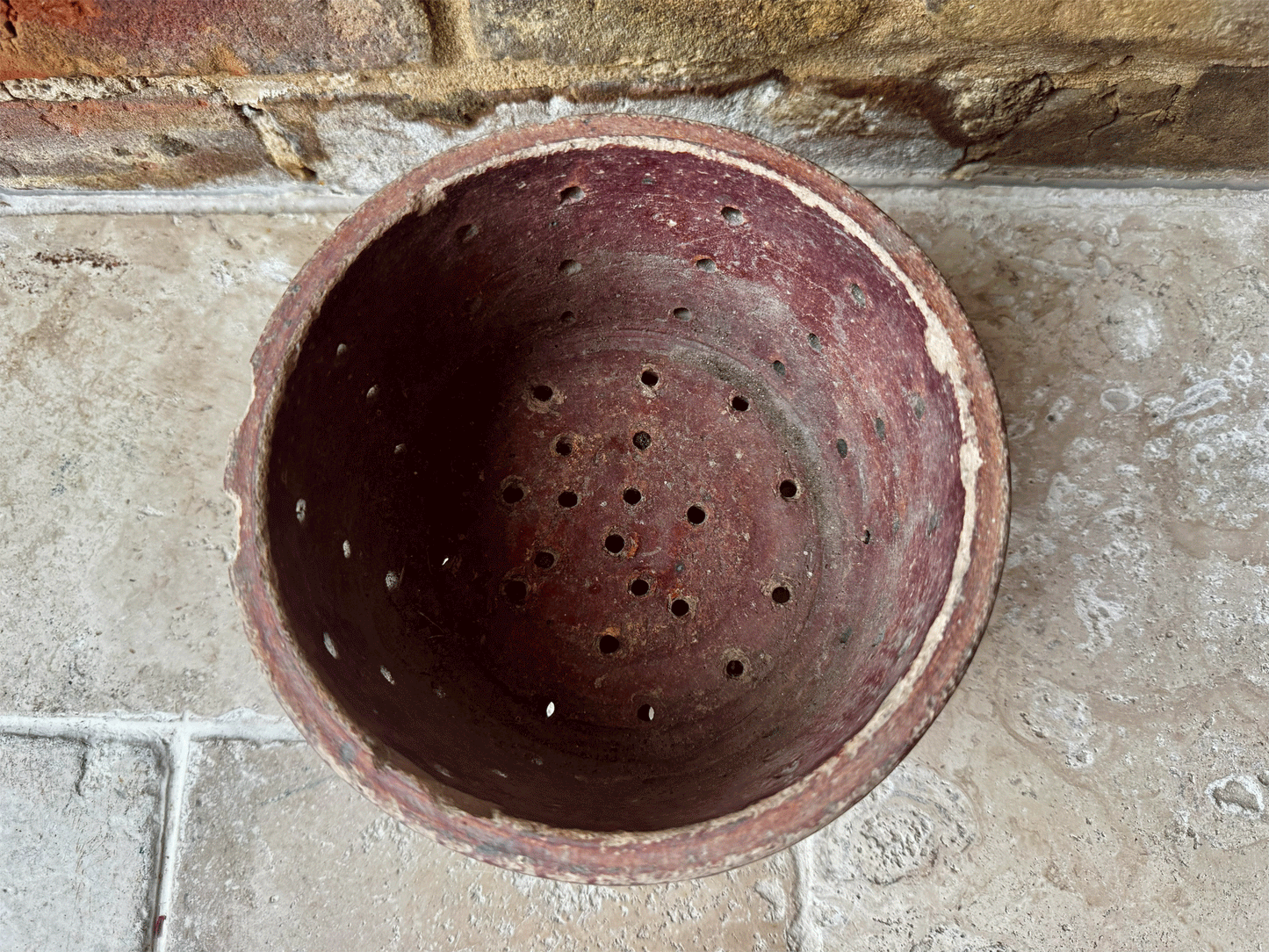 huge large stoneware earthenware pierced faisselle cheese mould decorative