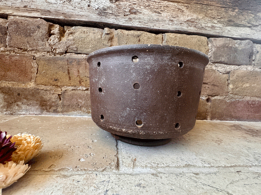large antique french rustic pierced cheese drainer mould faisselle