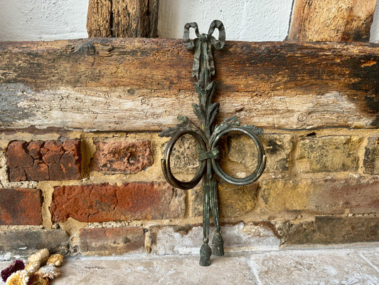 antique french decorative brass curtain hook moulded wall hanging bow swag