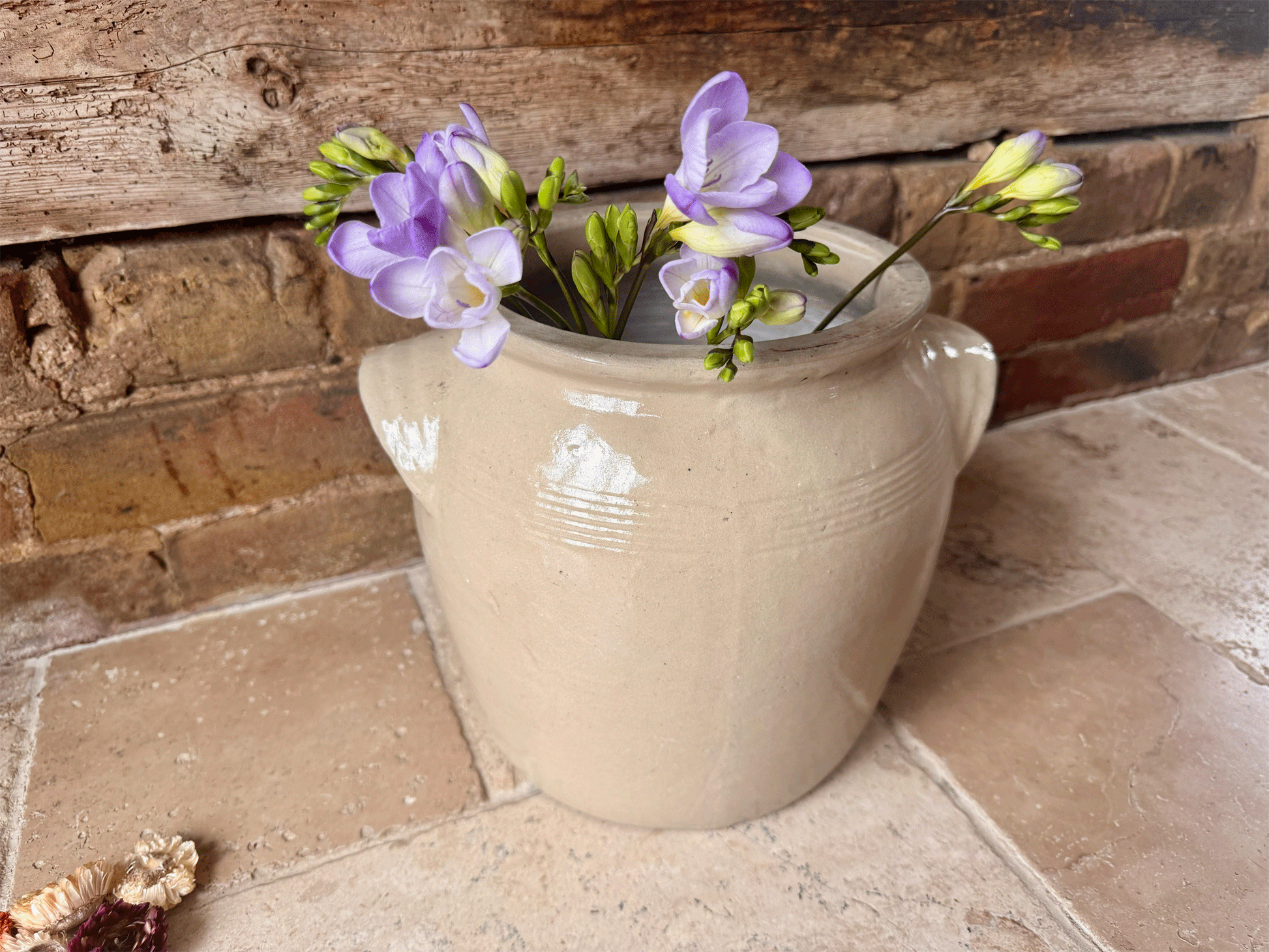 antique french large rustic stoneware confit pot preserve jar
