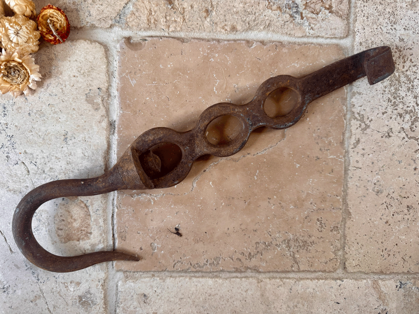 antique french 19th century extra large butchers meat hook cast iron