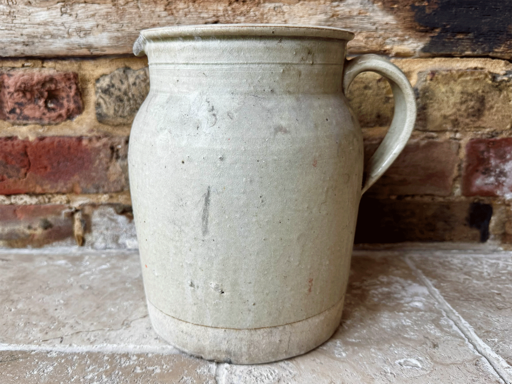 large chunky antique french rustic 19th century stoneware preserving confit jar