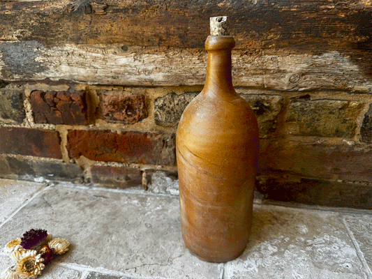 rustic antique french large stoneware oil vinegar wine bottle country decor 