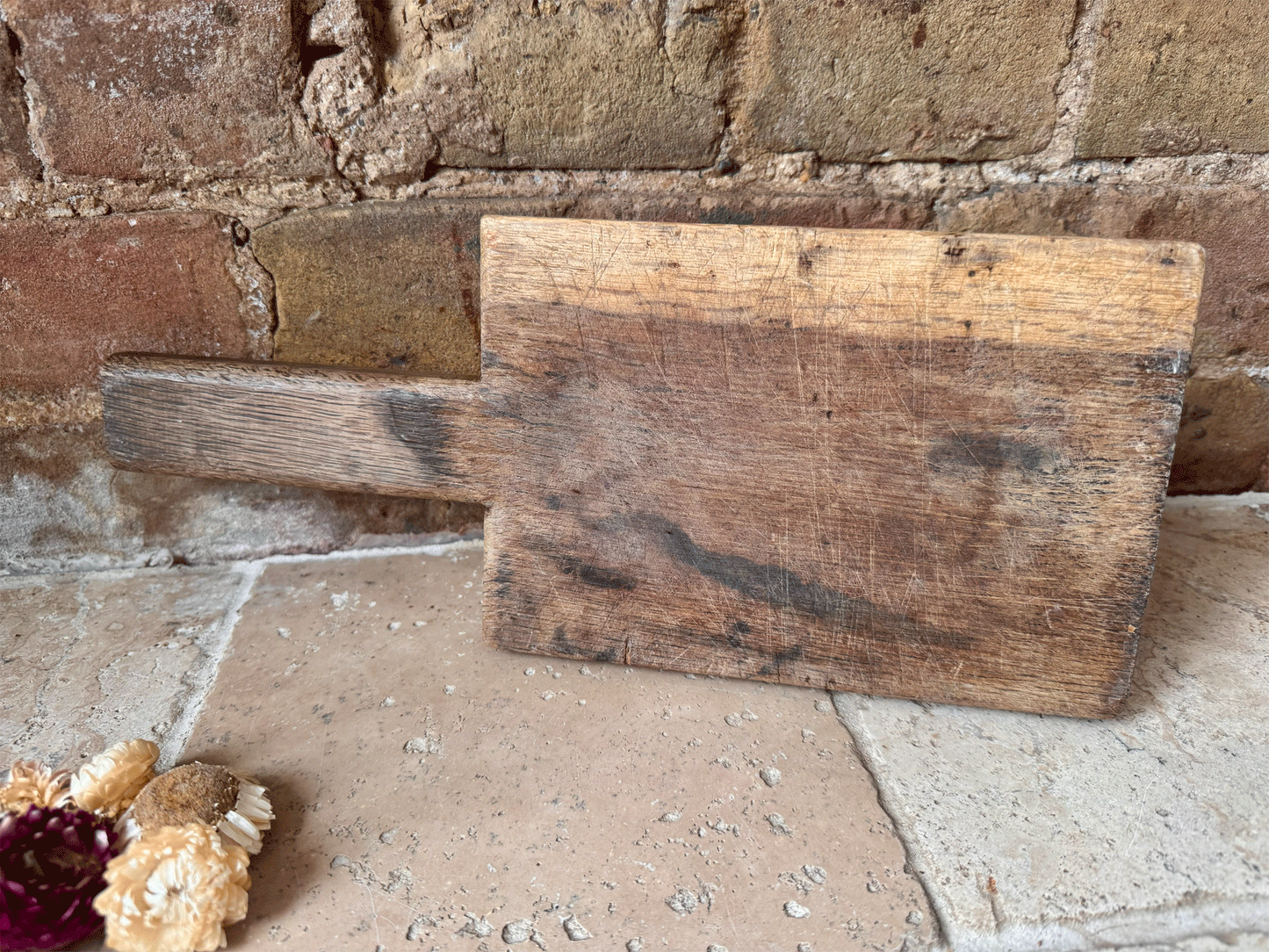 antique french small wooden treen herb chopping cutting board block