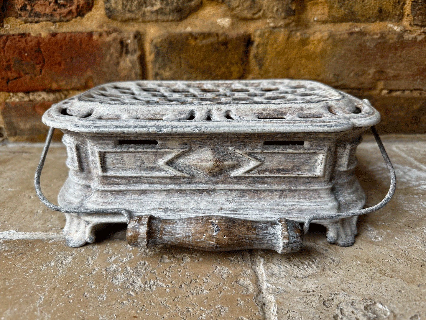 french decorative antique cast iron chaufferette foot warmer alfred corneaux charleville