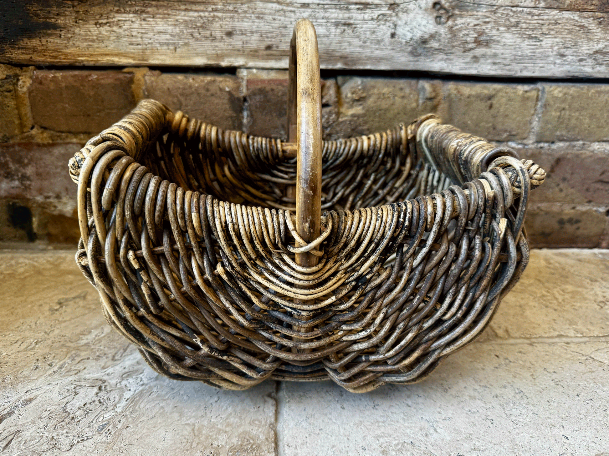 antique vintage french panier basket deep wicker bentwood shopping decorative garden trug