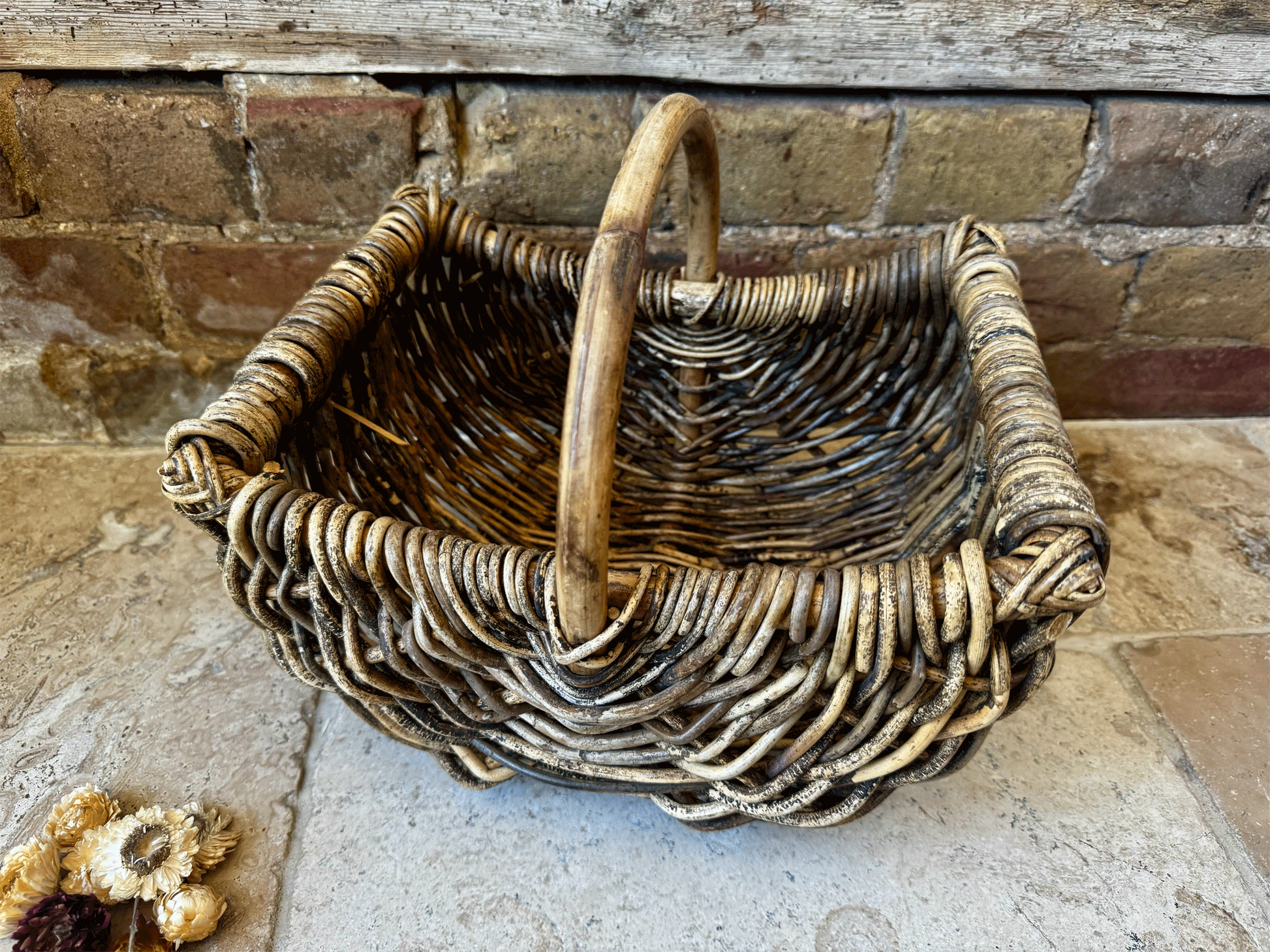 antique vintage french panier basket deep wicker bentwood shopping decorative garden trug