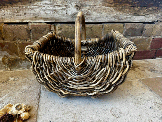 antique vintage french panier basket deep wicker bentwood shopping decorative garden trug