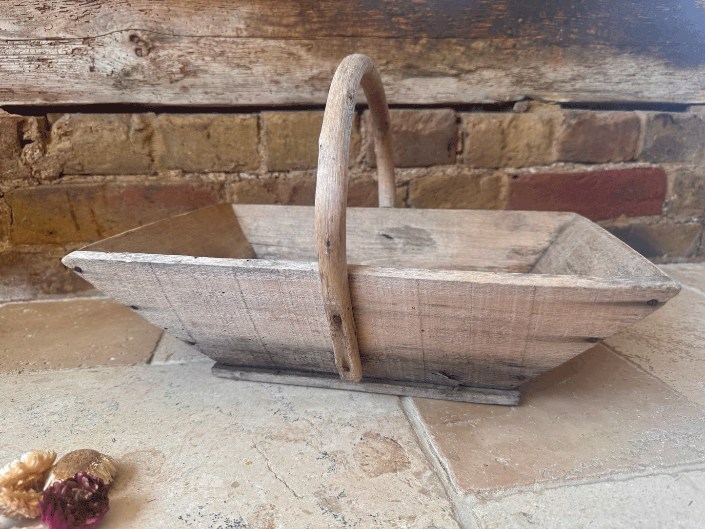 antique french rustic vintage gardenalia wooden treen bentwood trug fruit vegetable basket
