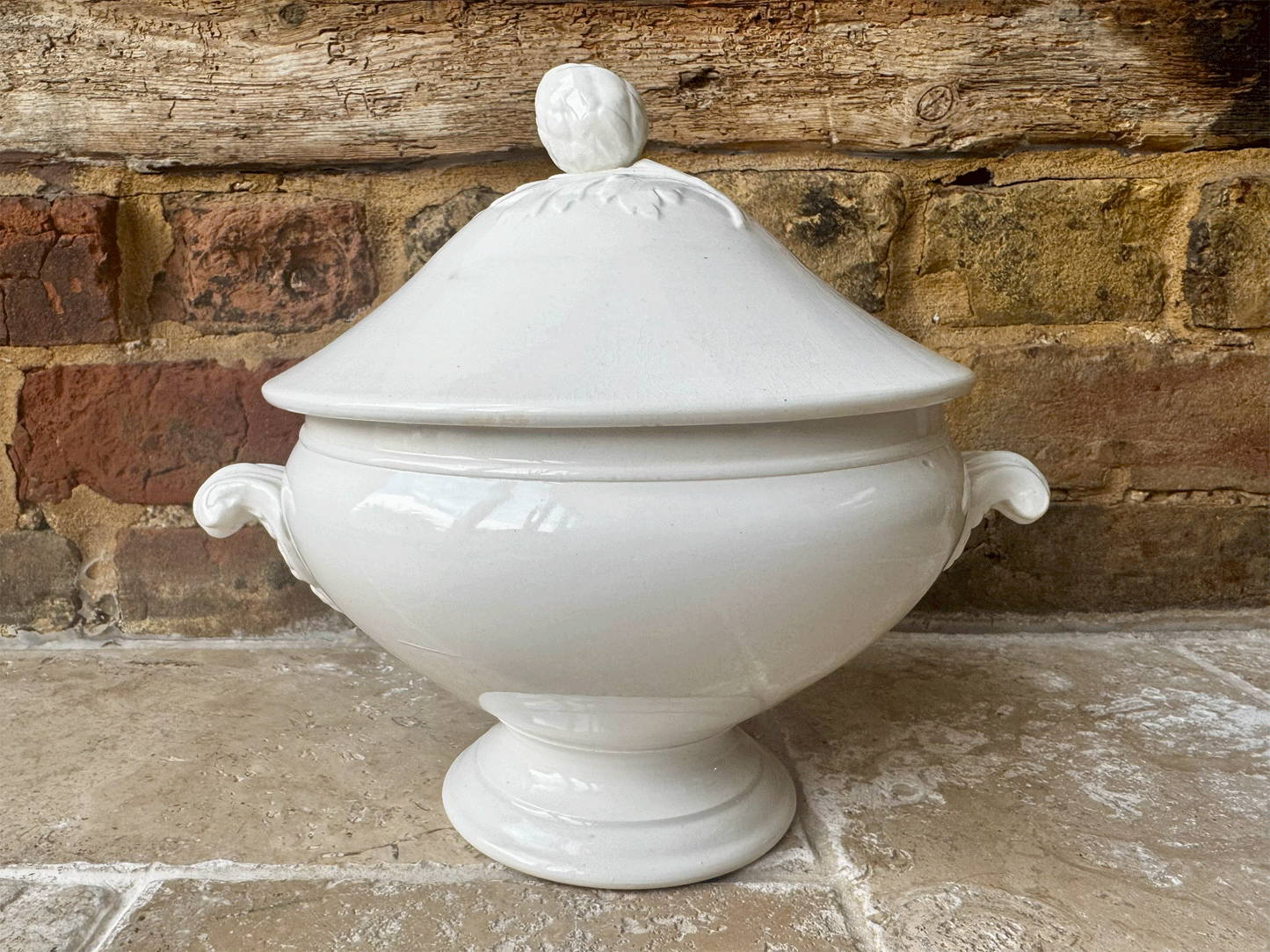 antique lidded white ironstone soupiere bowl tureen sarreguemines