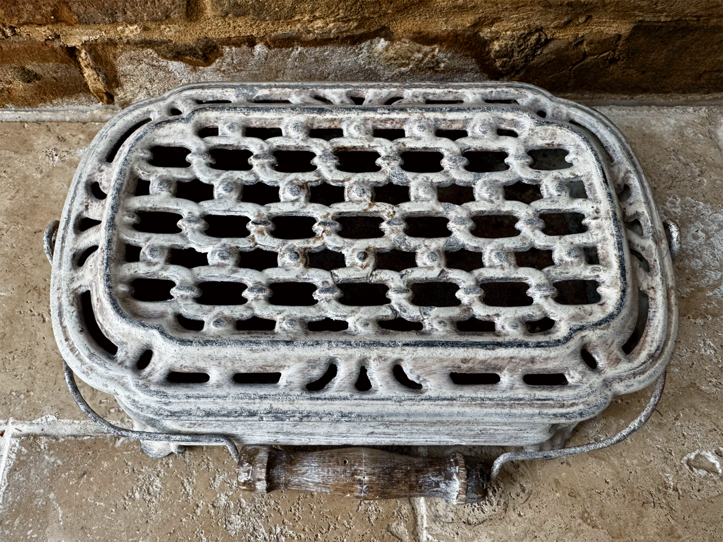 french decorative antique cast iron chaufferette foot warmer alfred corneaux charleville