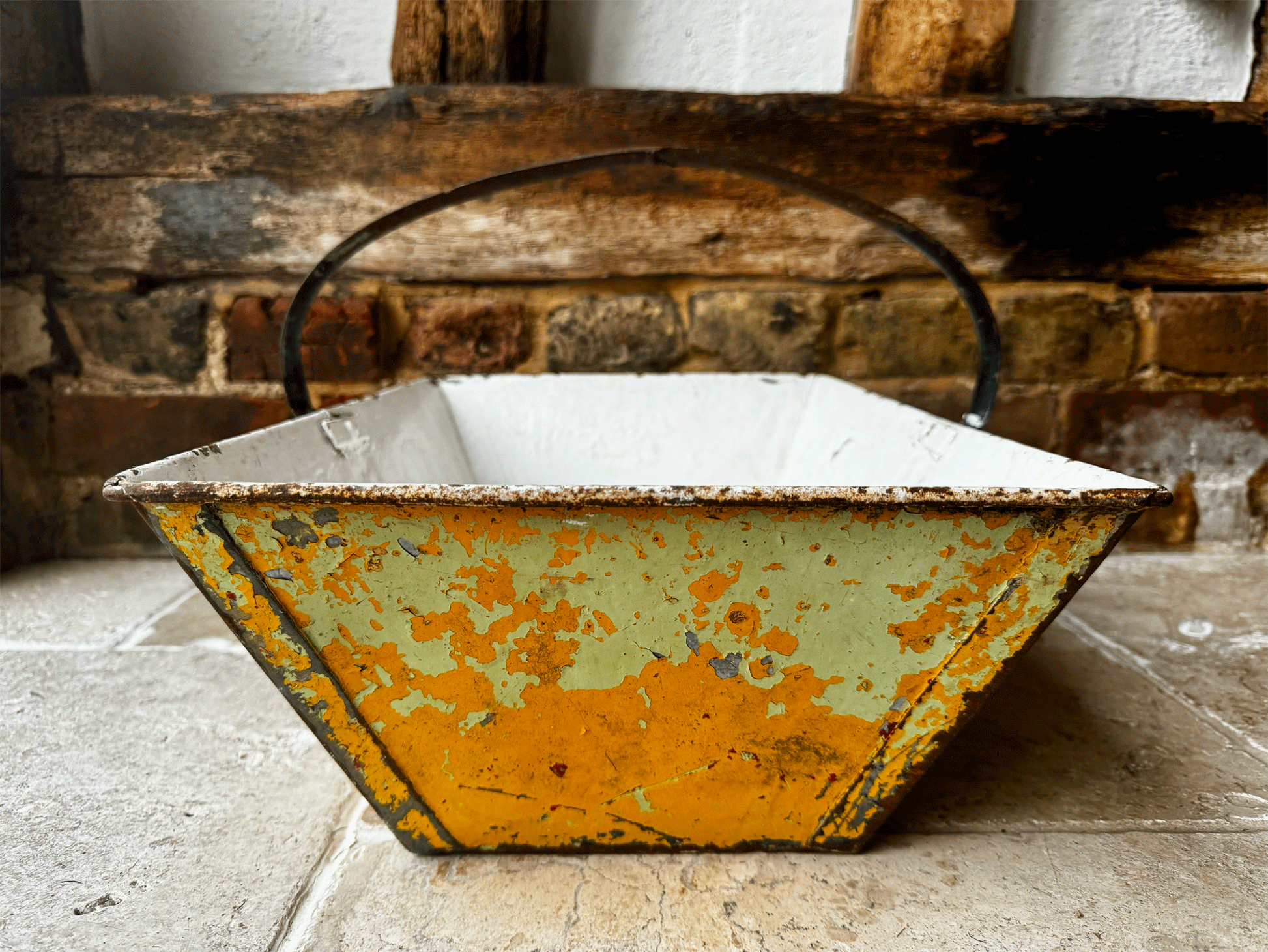 rustic chippy antique french cast iron panted trug