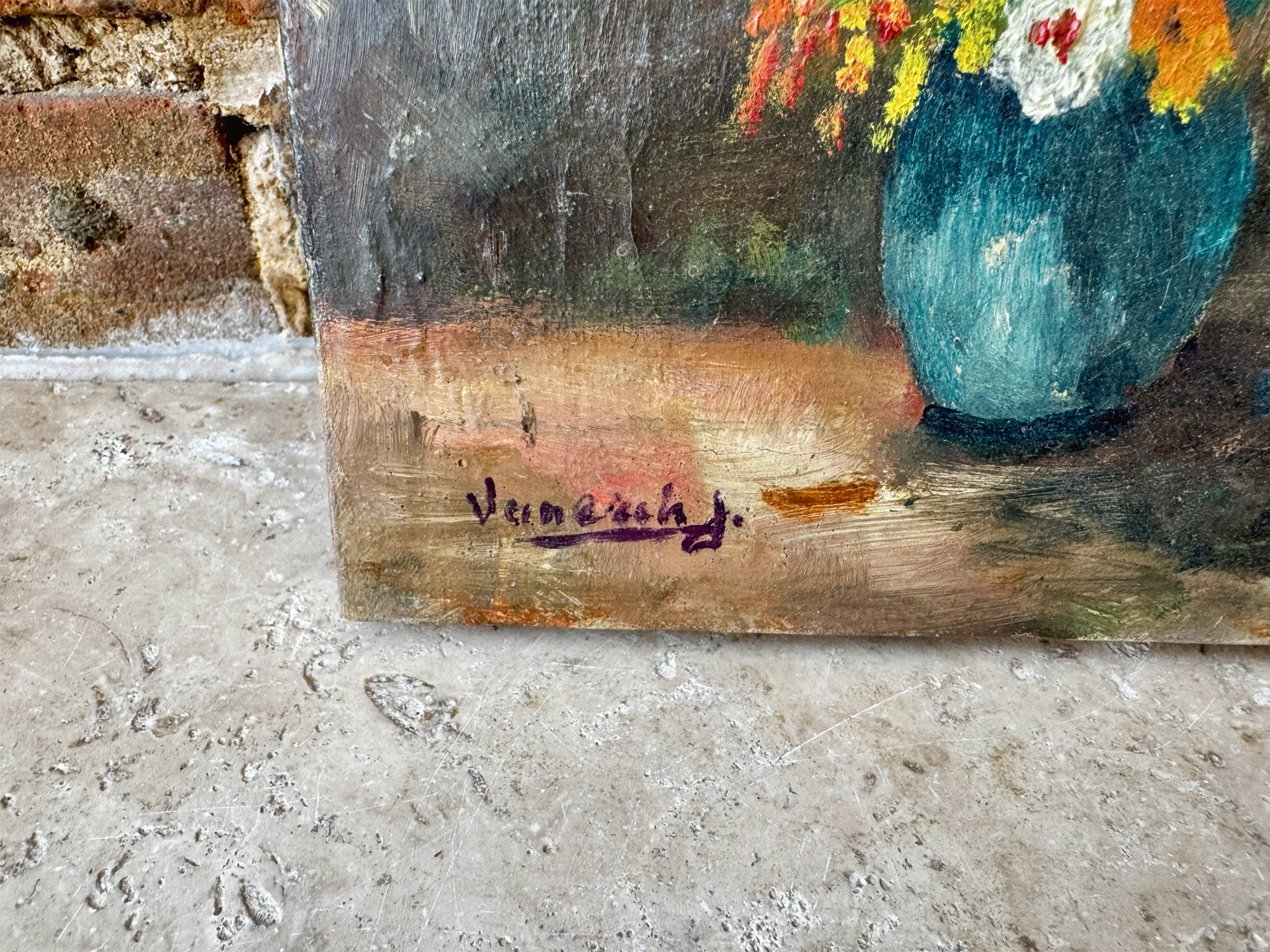 antique 19th century 1800s french floral still life signed oil canvas