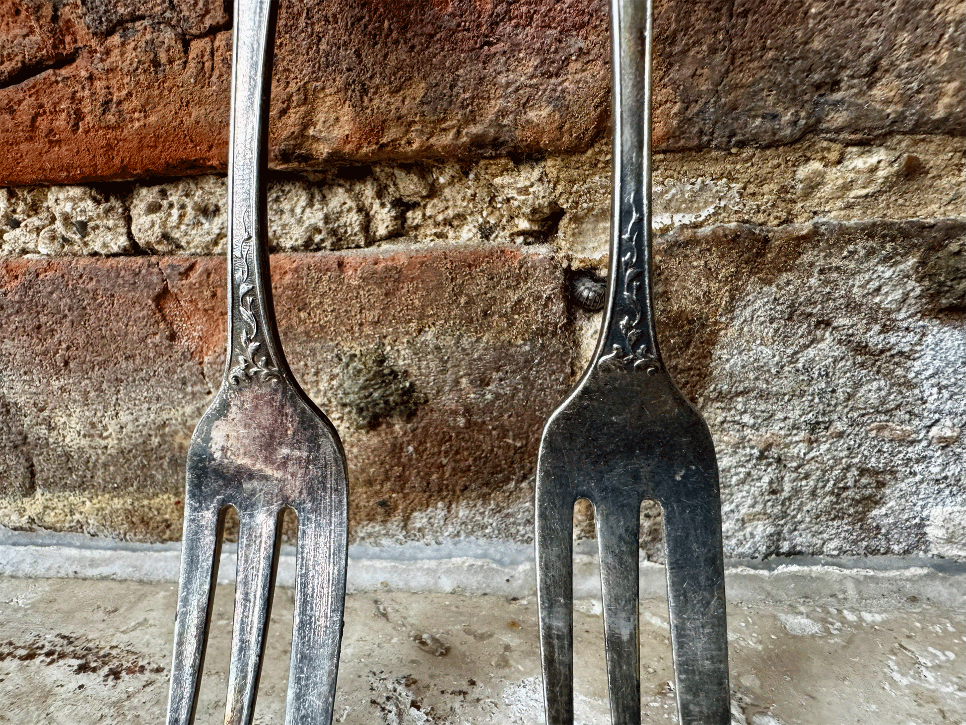 antique french silver plated decorative floral foliage dessert forks