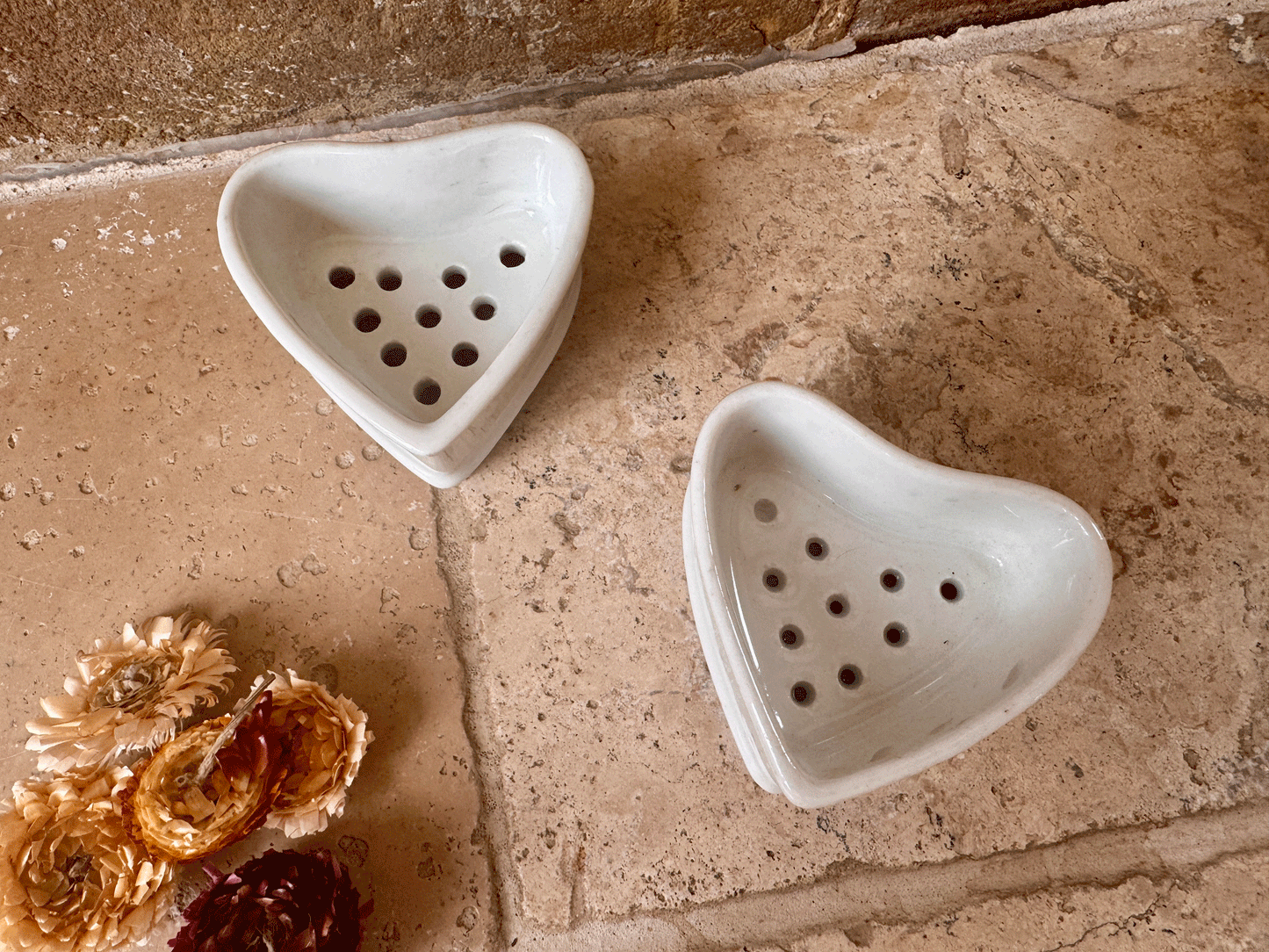 antique french small plain white ironstone pierced faisselle cheese mould