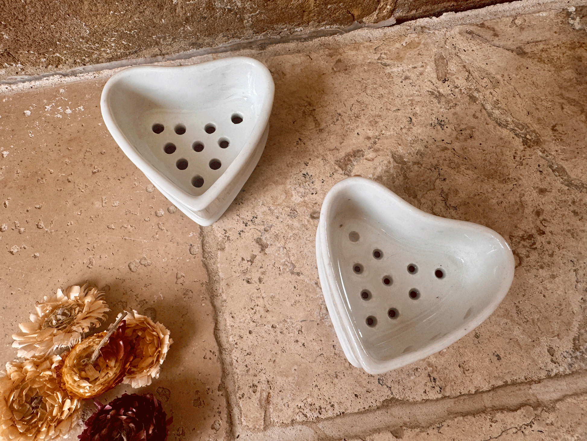 antique french small plain white ironstone pierced faisselle cheese mould