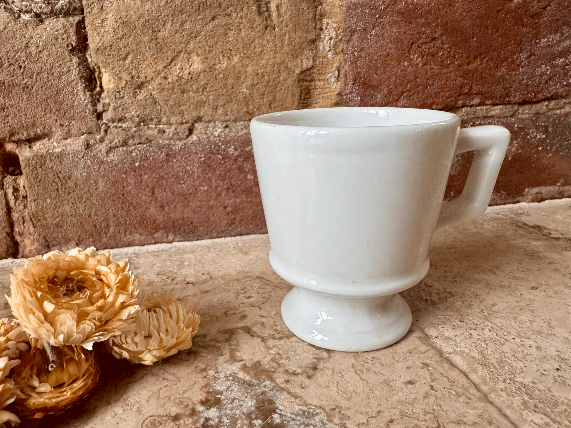 antique french plain white ironstone terre de fer coffee espresso brandy brulot cup