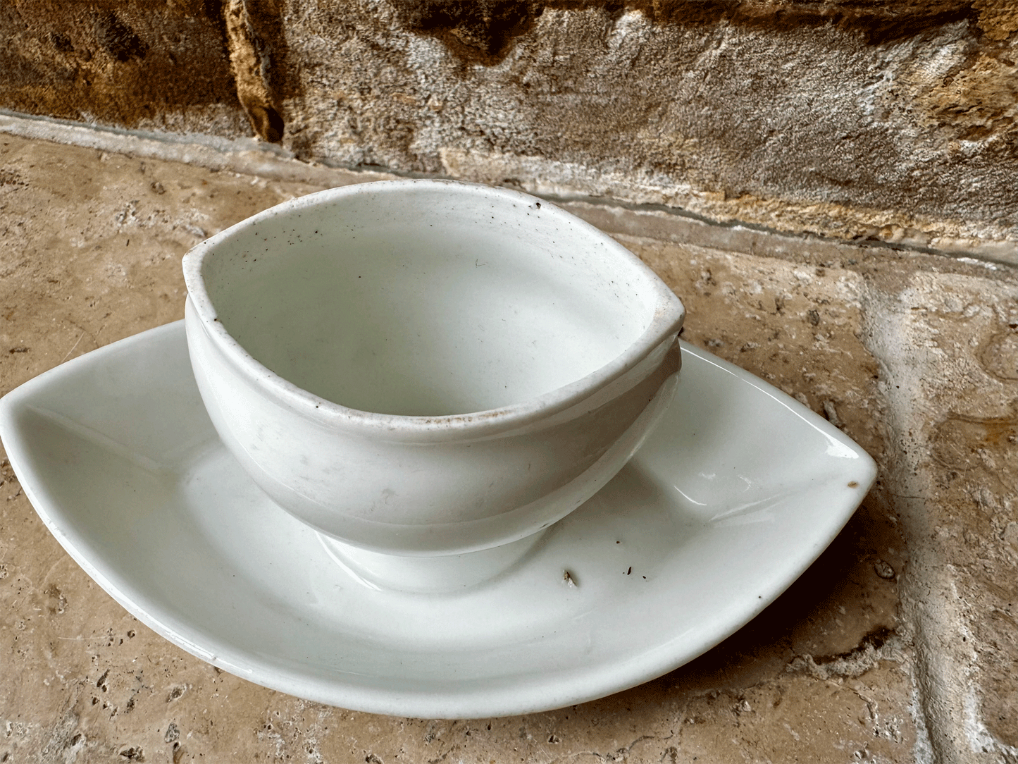 antique french plain white ironstone mustard sauce serving dish pot