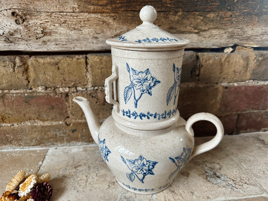 antique timeworn aged buttery crazing so ouze coffee pot teapot