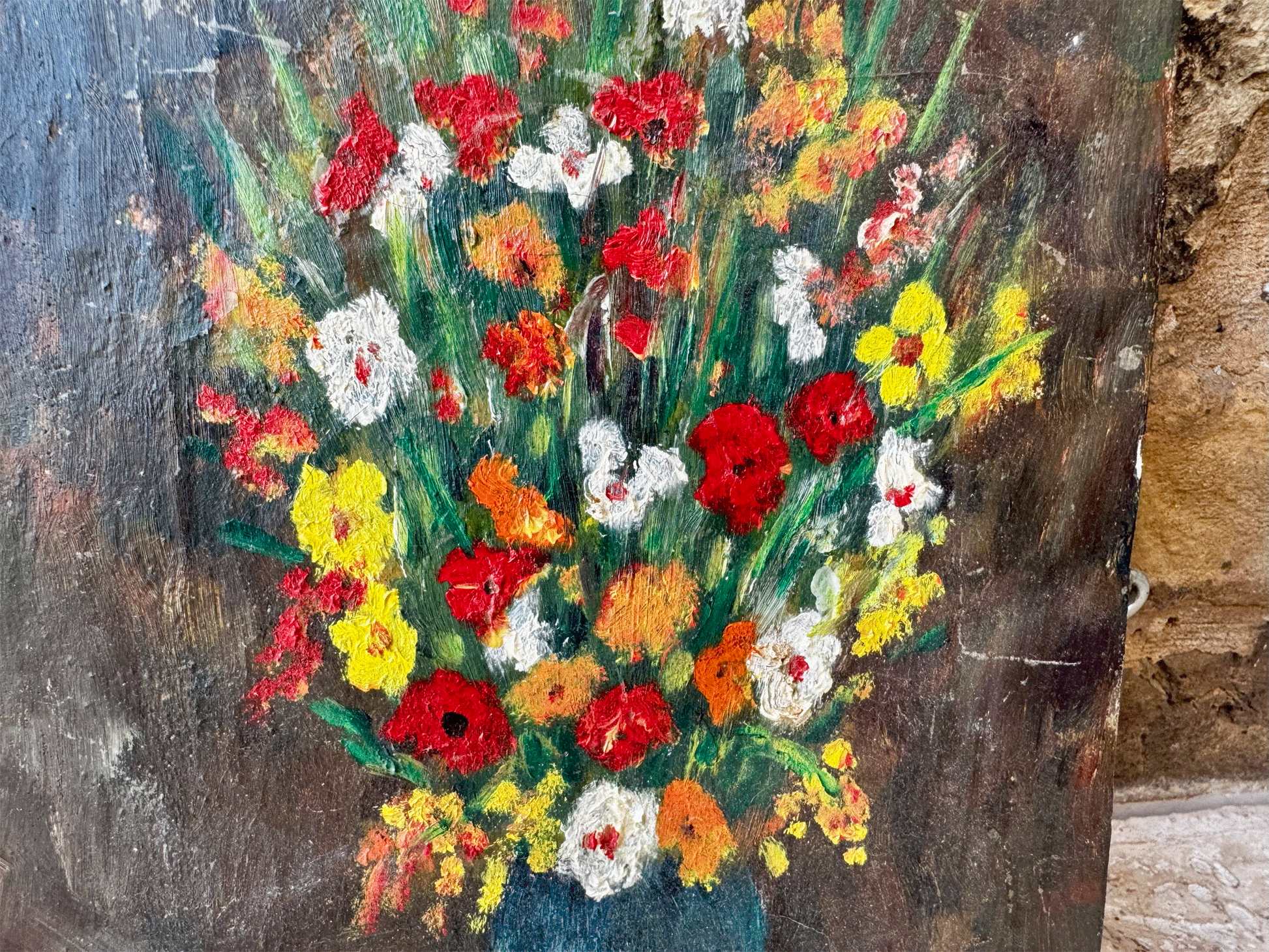 antique 19th century 1800s french floral still life signed oil canvas