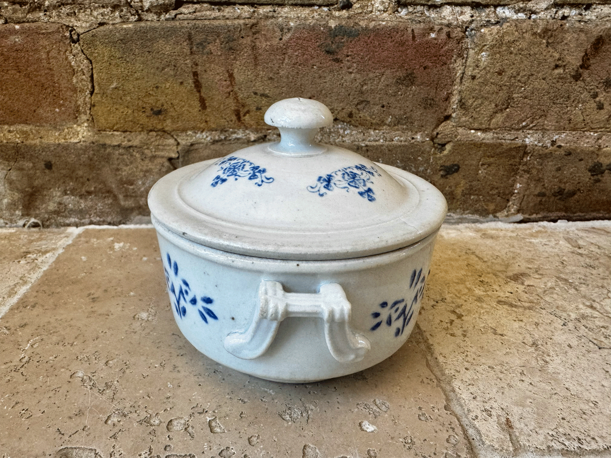 antique french small miniature rare lidded st uze earthenware tureen soupiere