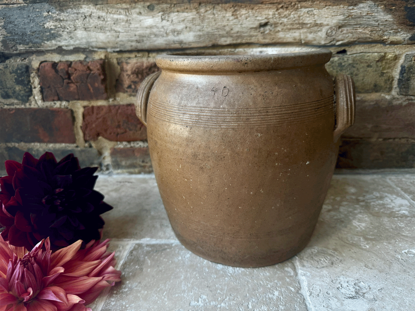 antique french 19th century stoneware large confit preserving jar pot