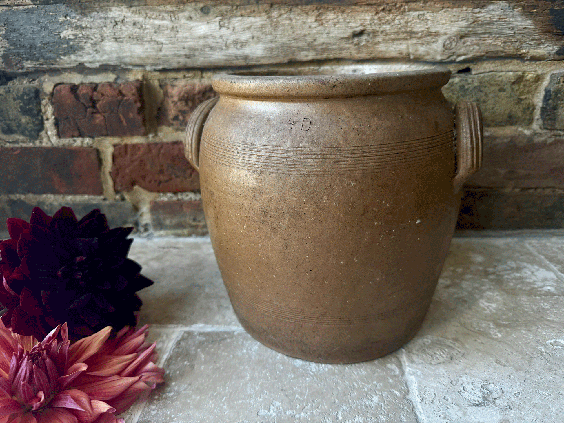 antique french 19th century stoneware large confit preserving jar pot
