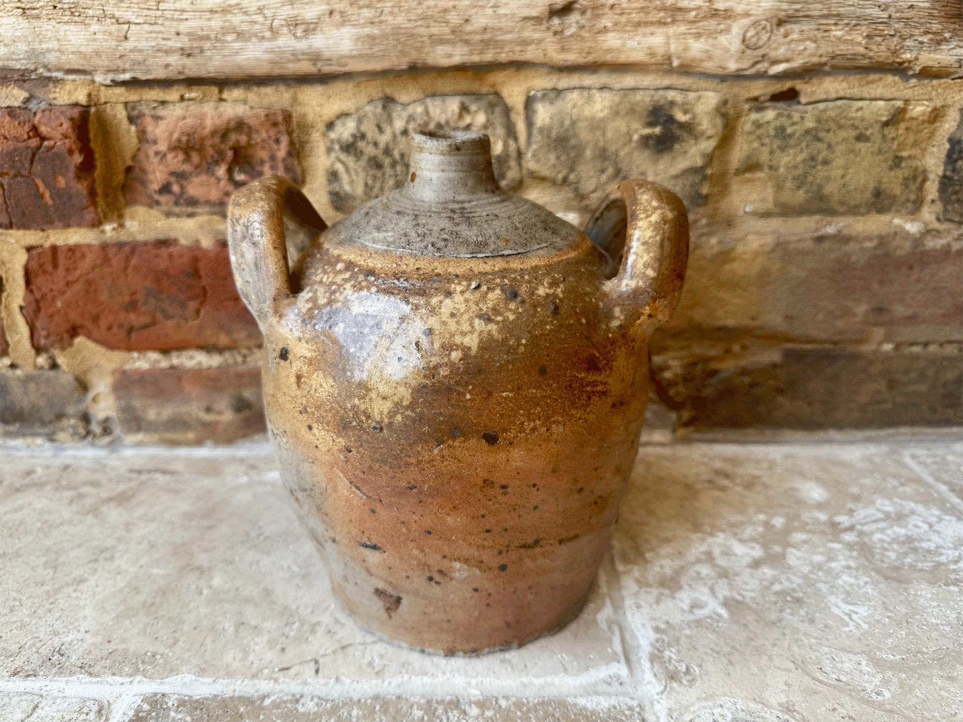 antique french rustic stoneware confit oil wine vinegar preserving jar