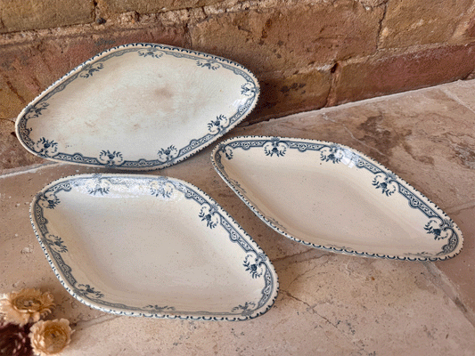 antique french blue transferware st amand maroc ravier side plate dish ironstone terre de fer