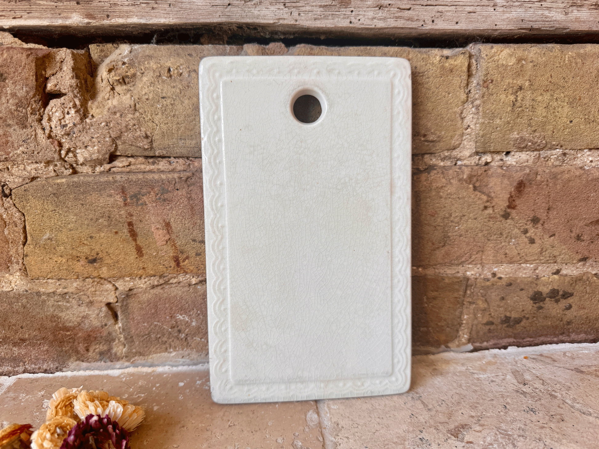 antique french buttery timeworn ironstone cutting onion board