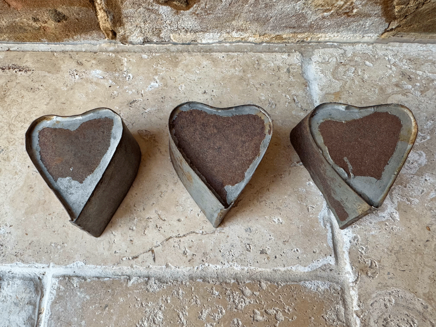 vintage antique french small tin heart shaped baking mould tealight holder decor