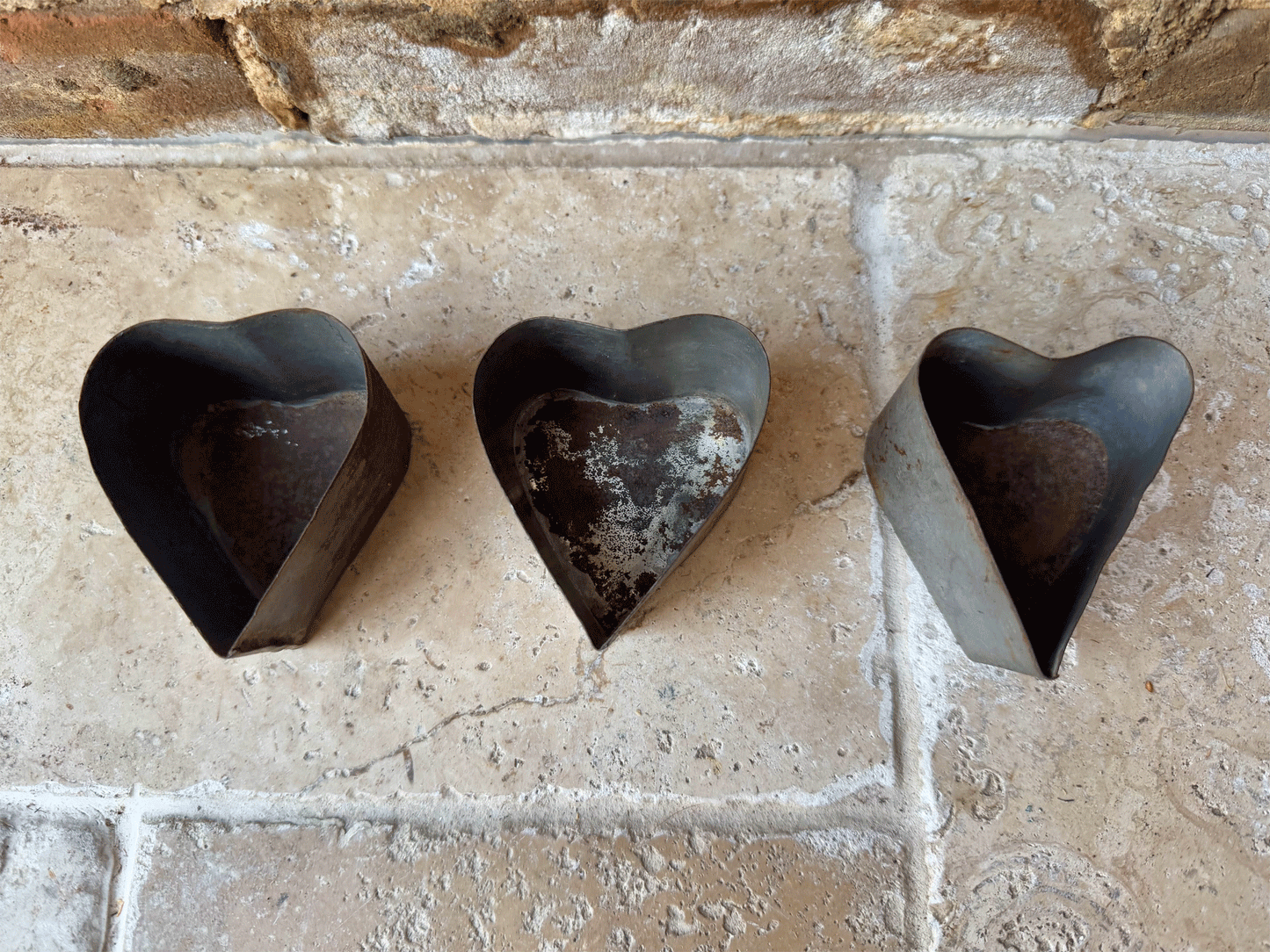 vintage antique french small tin heart shaped baking mould tealight holder decor