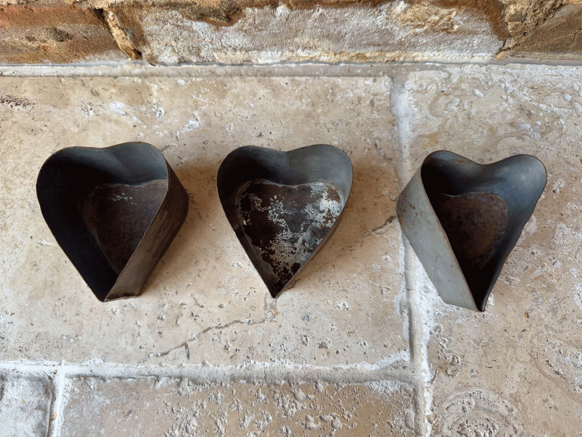 vintage antique french small tin heart shaped baking mould tealight holder decor