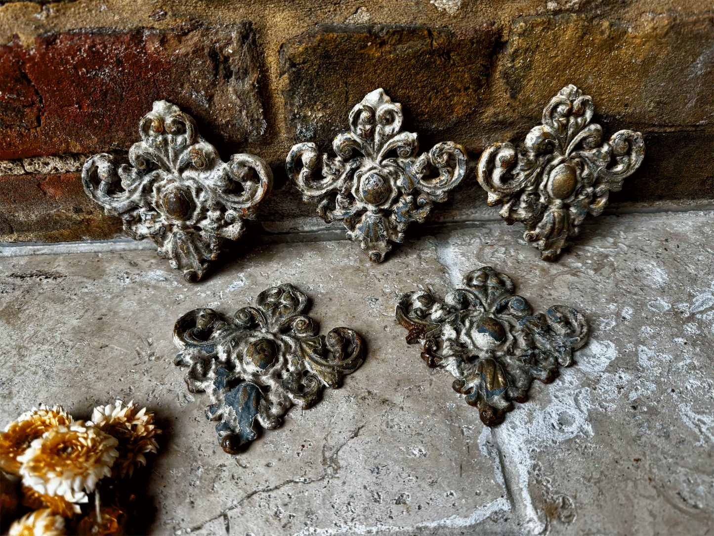 antique french 19th century decorative cast iron moulding wall panel shelf decor