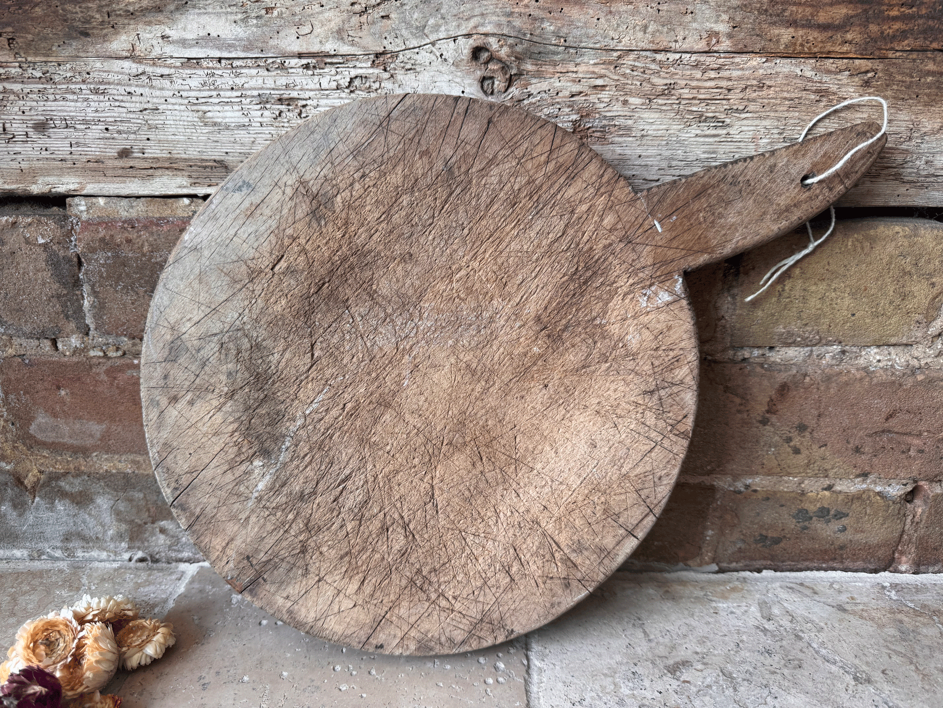 rustic antique french weathered worn wooden oak cutting bread chopping dough board 